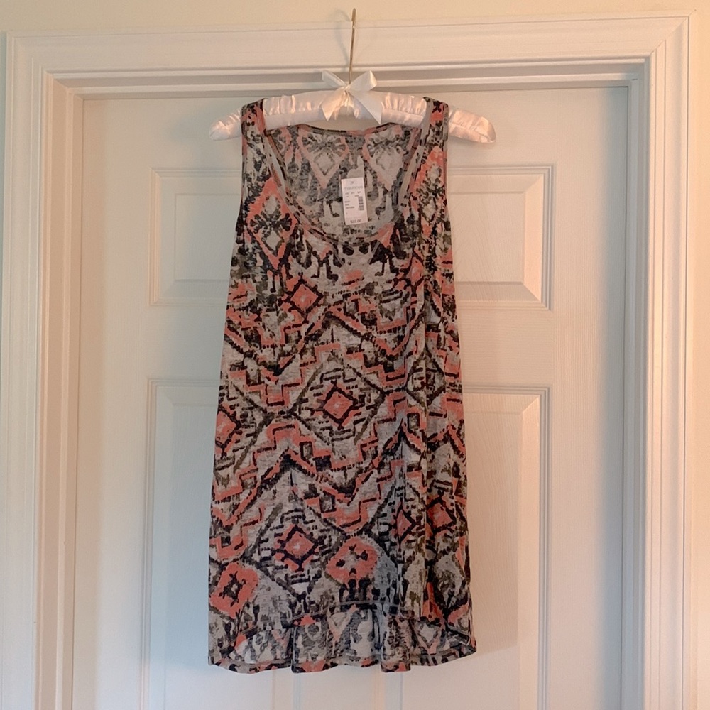 Maurice’s Tank, plus size 1, Coral/Navy/Gray Aztec print Racerback NWT